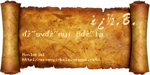 Ásványi Béla névjegykártya